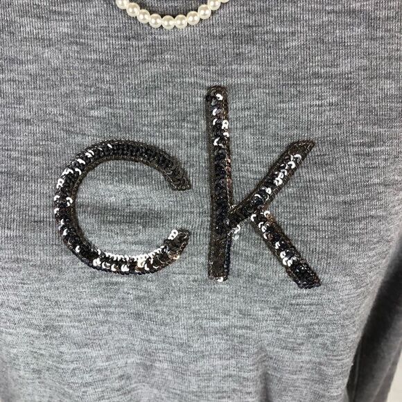 Sz S Calvin Klein Gray Sequin Top - Picture 4 of 8